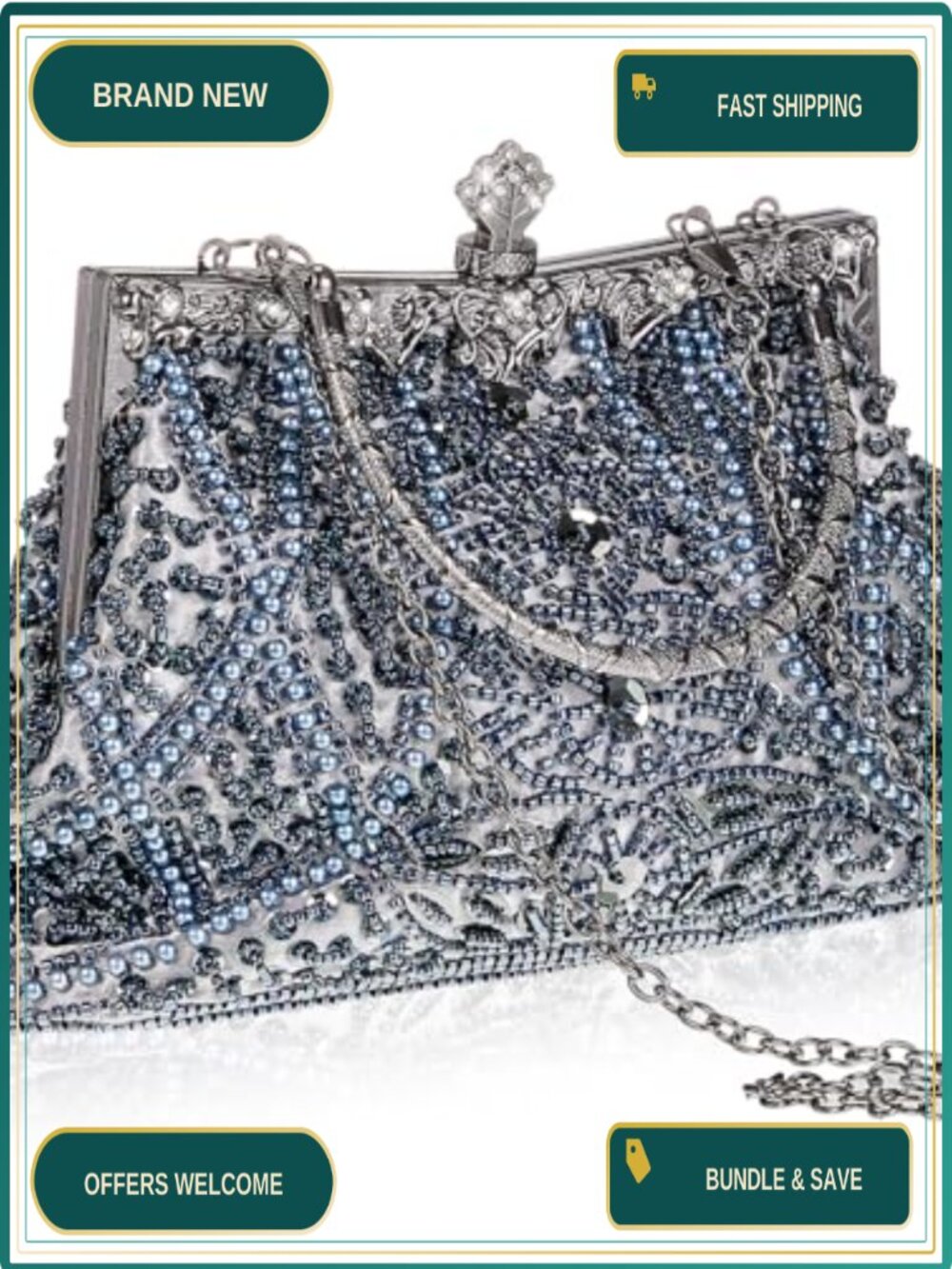 1920s Vintage Beaded Clutch Evening Bag for Women
